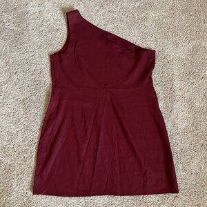 a new day Dress Womens XXL Red Linen Blend One Shoulder Lined Mini Summer Beach